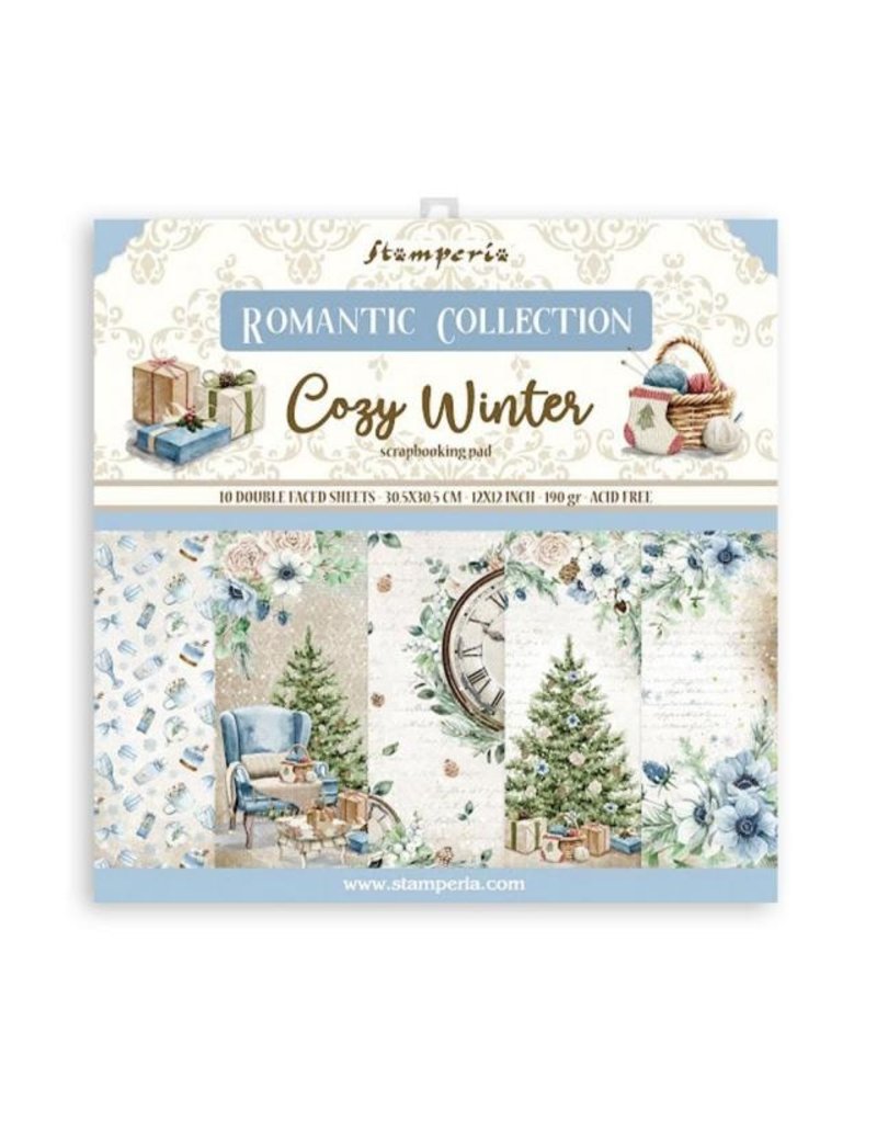 Stamperia Scrapbooking Pad 10 sheets cm 30,5x30,5 (12"x12") - Romantic Cozy winter