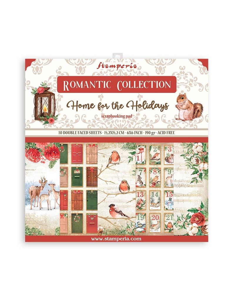 Stamperia Scrapbooking Extra small Pad 10 sheets cm 15,24x15,24 (6"x6") - Romantic Home for the holidays