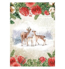 Stamperia A4 Rice paper packed - Romantic Home for the holidays deers