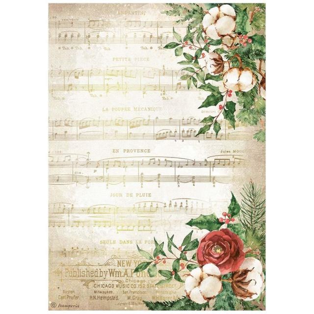 Stamperia A4 Rice paper packed - Romantic Home for the holidays music