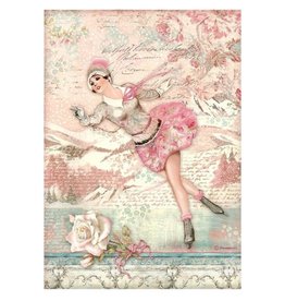 Stamperia A4 Rice paper packed - Sweet winter ice skater