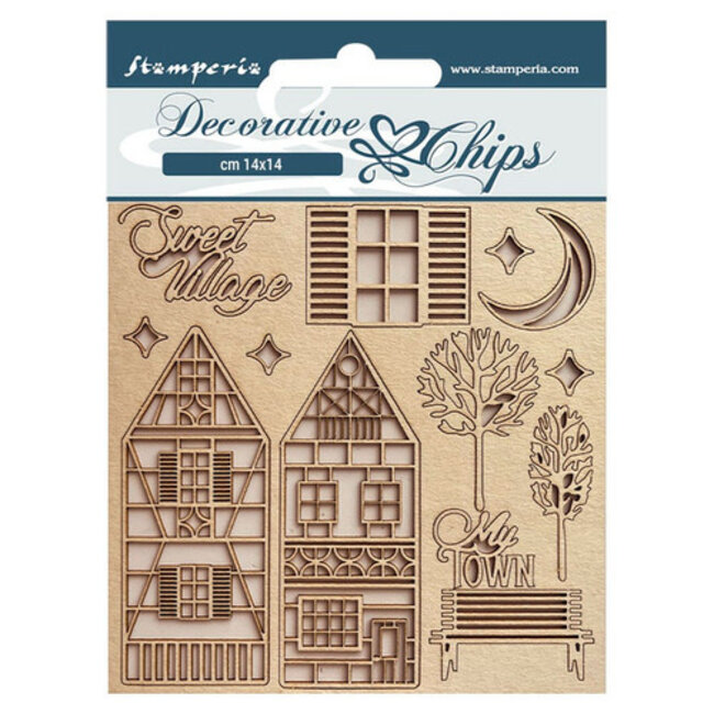Stamperia Decorative chips cm 14x14 - Sweet winter village