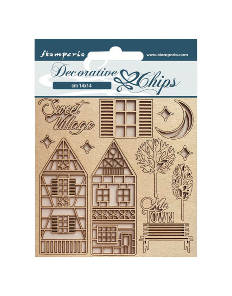 Stamperia Decorative chips cm 14x14 - Sweet winter village