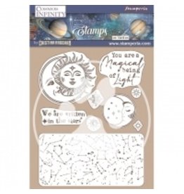 Stamperia HD Natural Rubber Stamp cm 14x18 - Cosmos Infinity sun and moon