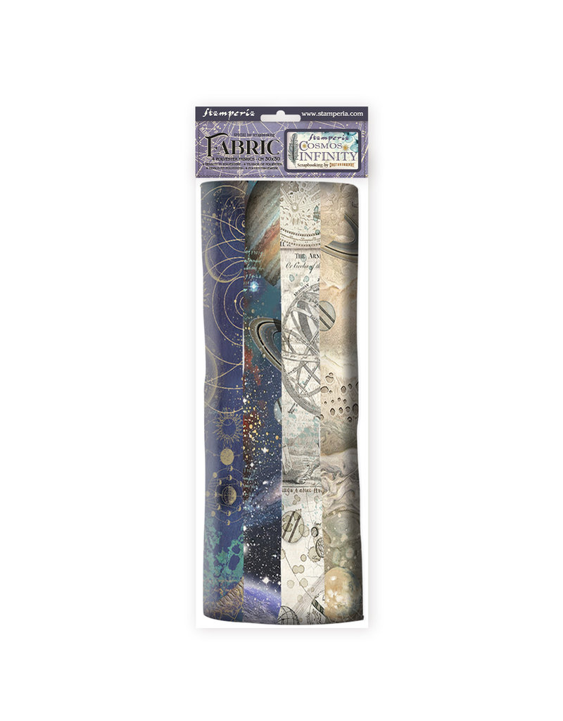 Stamperia Pack 4 sheets fabric cm 30x30 - Cosmos Infinity