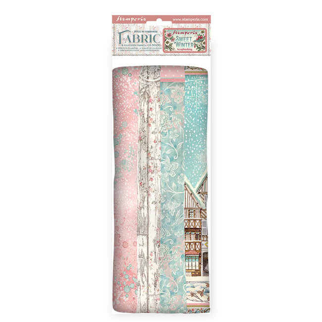 Stamperia Pack 4 sheets fabric cm 30x30 - Sweet winter
