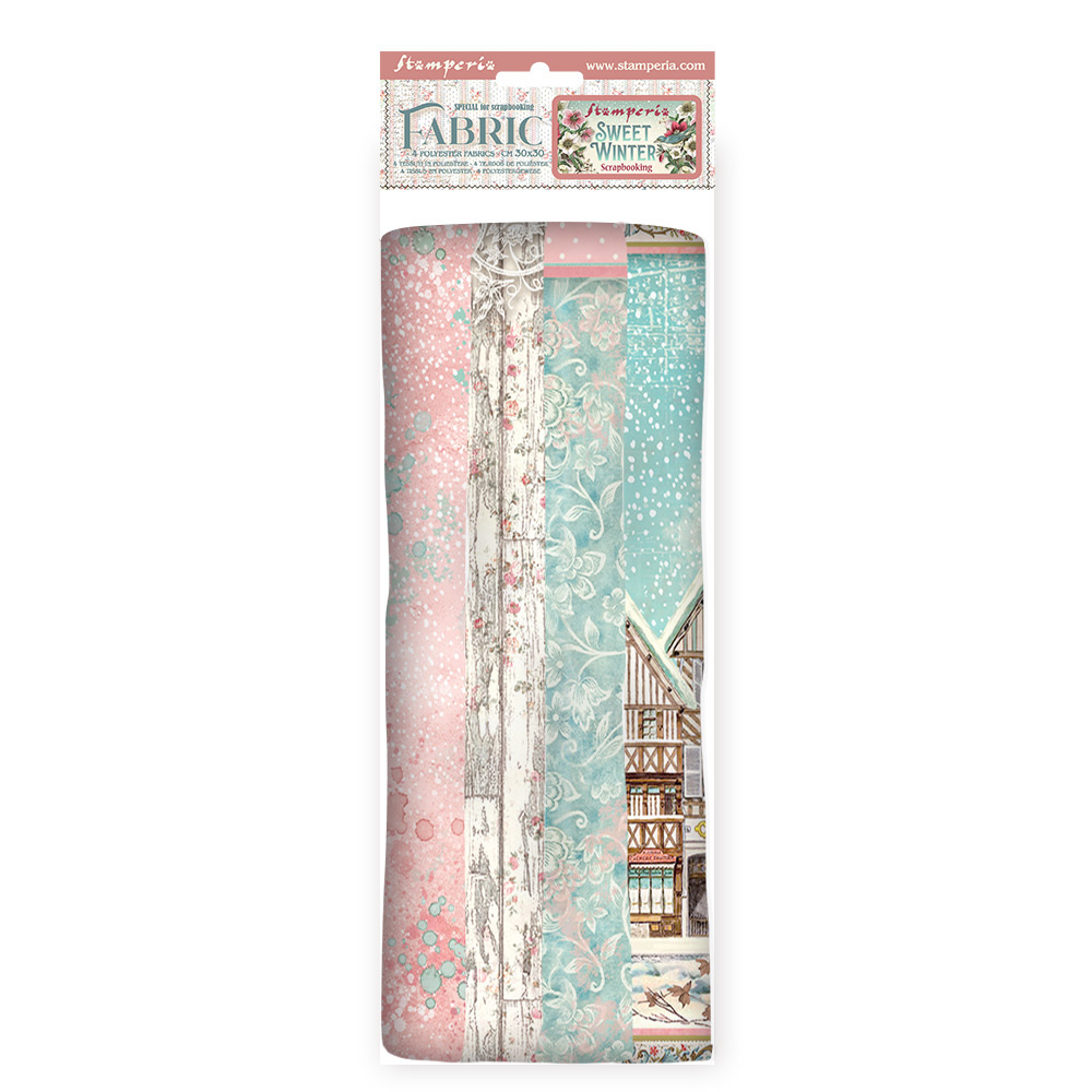 Stamperia Pack 4 sheets fabric cm 30x30 - Sweet winter