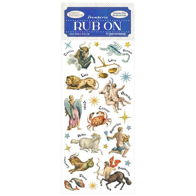 Stamperia Rub-on cm 10,16x21,6 - Cosmos Infinity zodiac