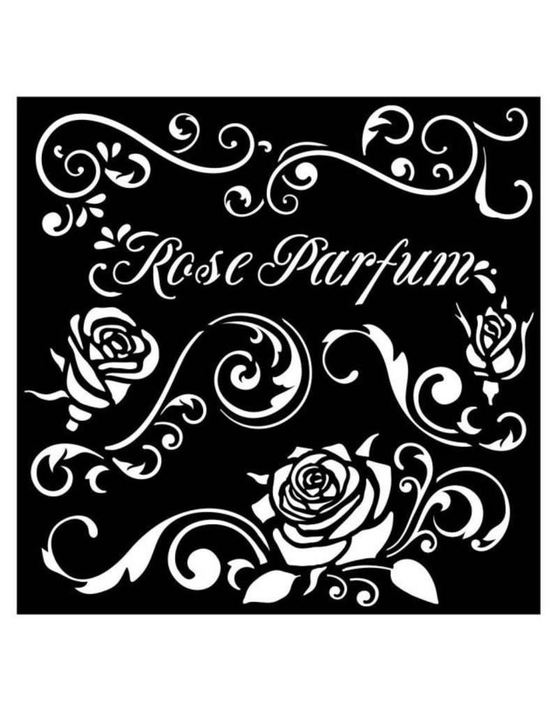 Stamperia Thick stencil cm 18X18 - Rose Parfum borders