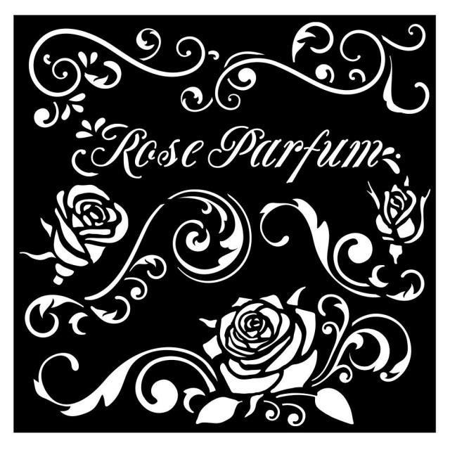 Stamperia Thick stencil cm 18X18 - Rose Parfum borders