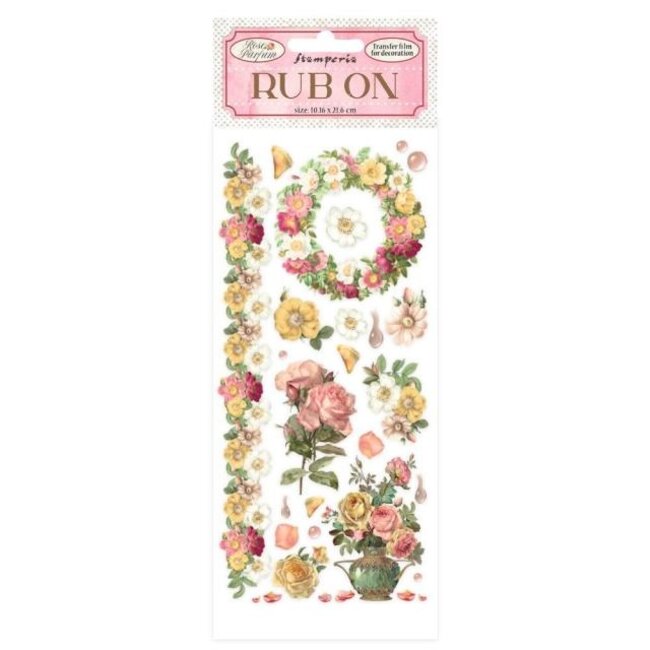 Stamperia Rub-on cm 10,16x21,6 - Rose Parfum flowers and garland