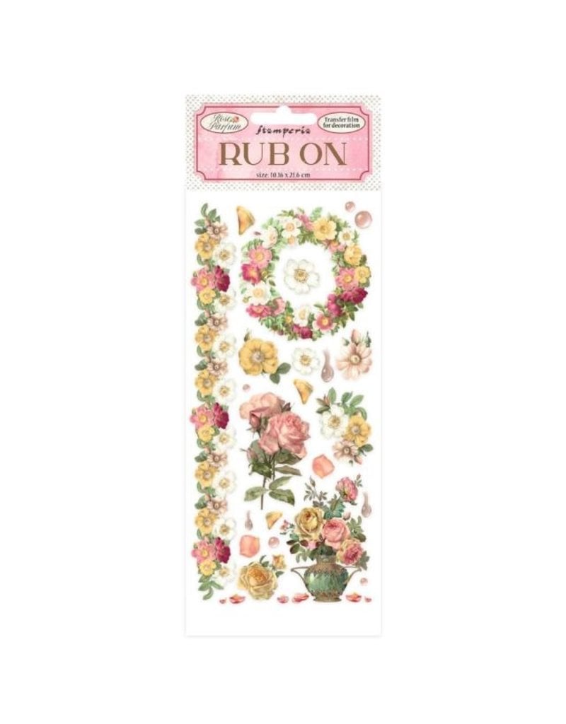 Stamperia Rub-on cm 10,16x21,6 - Rose Parfum flowers and garland