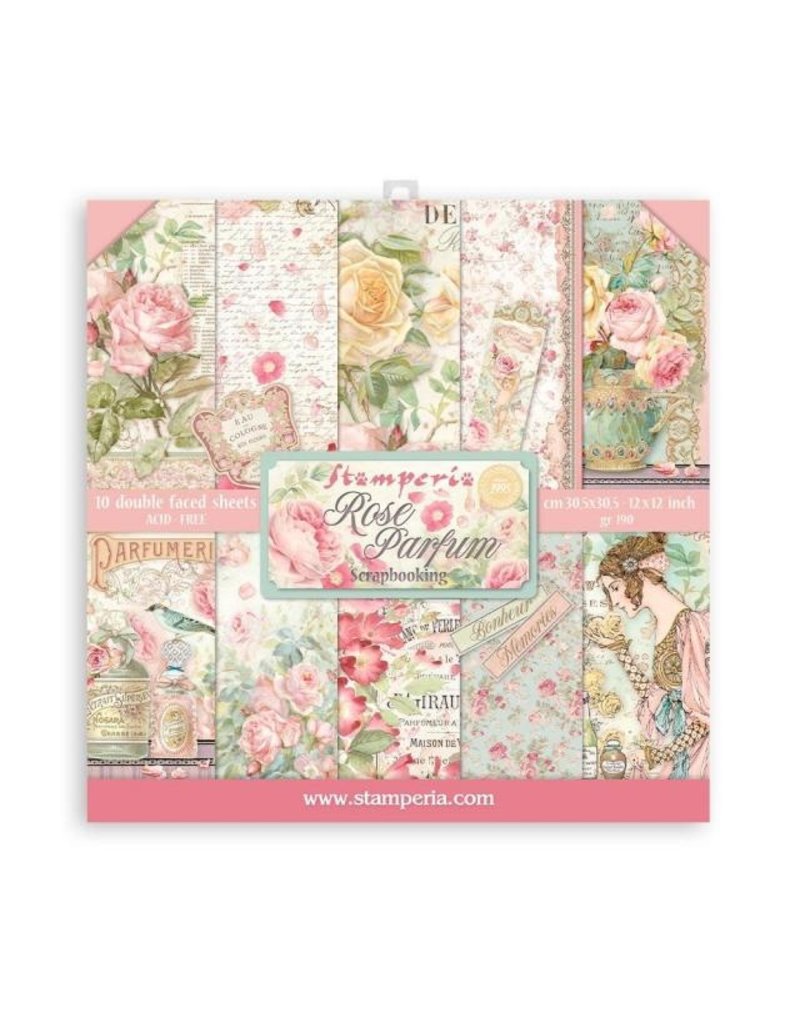 Stamperia Scrapbooking Pad 10 sheets cm 30,5x30,5 (12"x12") - Rose parfum