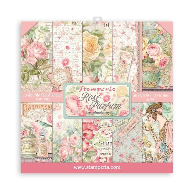 Stamperia Papierblok 30,5x30,5 cm - 10 vellen - Rose parfum