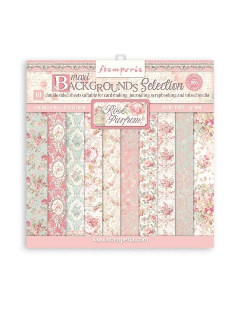 Stamperia Scrapbooking Pad 10 sheets cm 30,5x30,5 (12"x12") Maxi Background selection - Rose Parfum