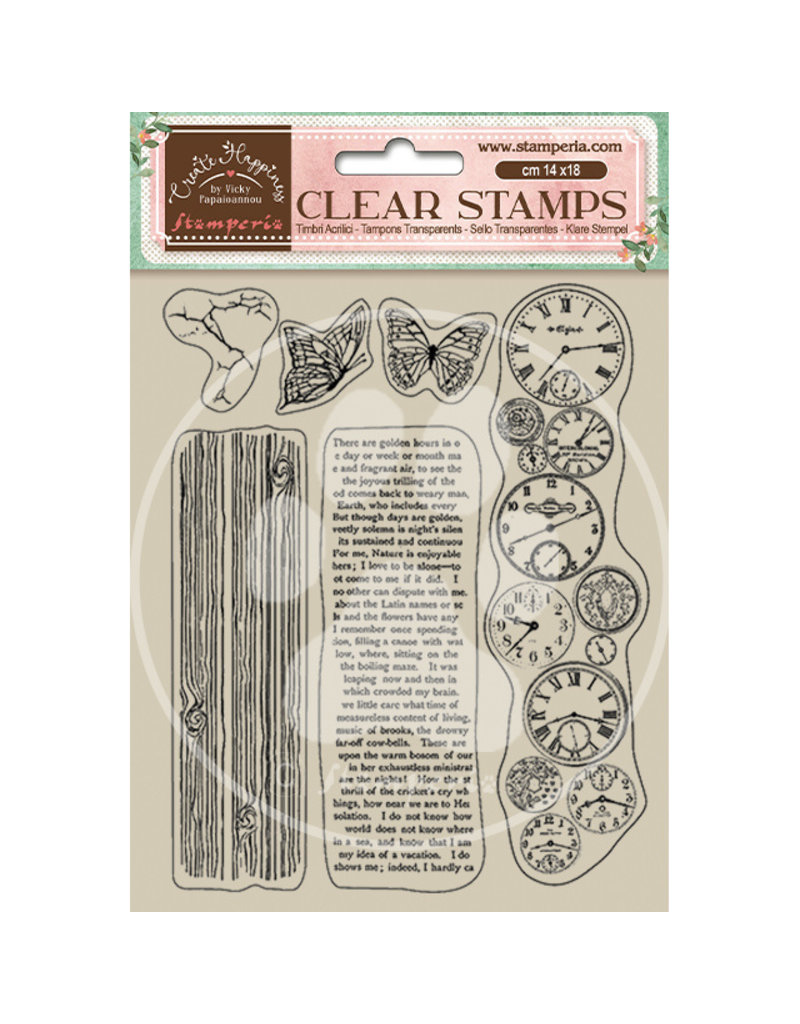 Stamperia Acrylic stamp cm 14x18 - Create Happiness Welcome Home clocks