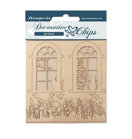 Stamperia Decorative chips cm 14x14 - Create Happiness Welcome Home windows