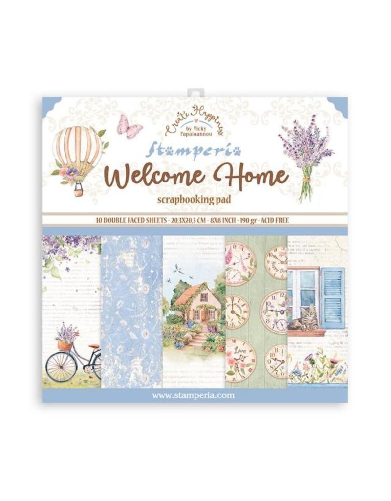 Stamperia Scrapbooking Small Pad 10 sheets cm 20,3X20,3 (8"X8") - Create Happiness Welcome Home