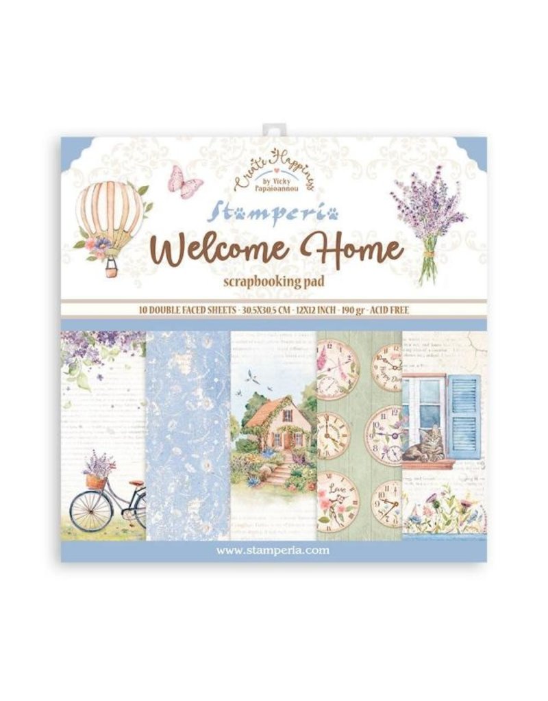 Stamperia Scrapbooking Pad 10 sheets cm 30,5x30,5 (12"x12") - Create Happiness Welcome Home