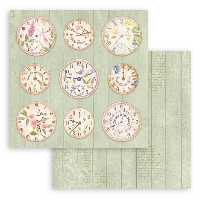 Stamperia Dubbelzijdig Scrapbook Papier - Create Happiness Welcome Home clocks