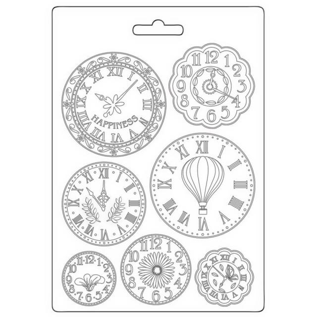 Stamperia Soft Mould A5 - Create Happiness Welcome Home, clocks