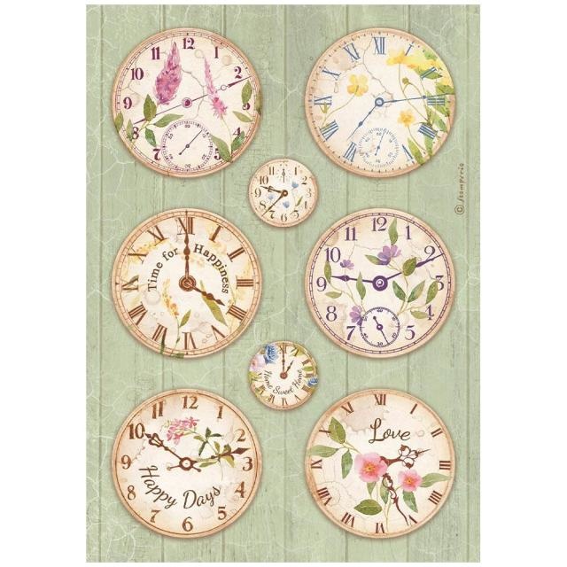Stamperia A4 Rice paper packed - Create Happiness Welcome Home clocks