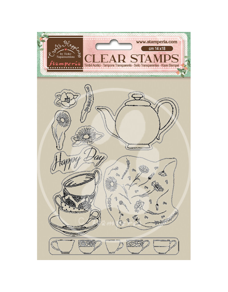 Stamperia Acrylic stamp cm 14x18 - Create Happiness Welcome Home cups