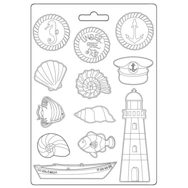 Stamperia Soft Mould A4 - Blue Dream elements