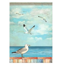 Stamperia A4 Rice paper packed - Blue Dream seagulls