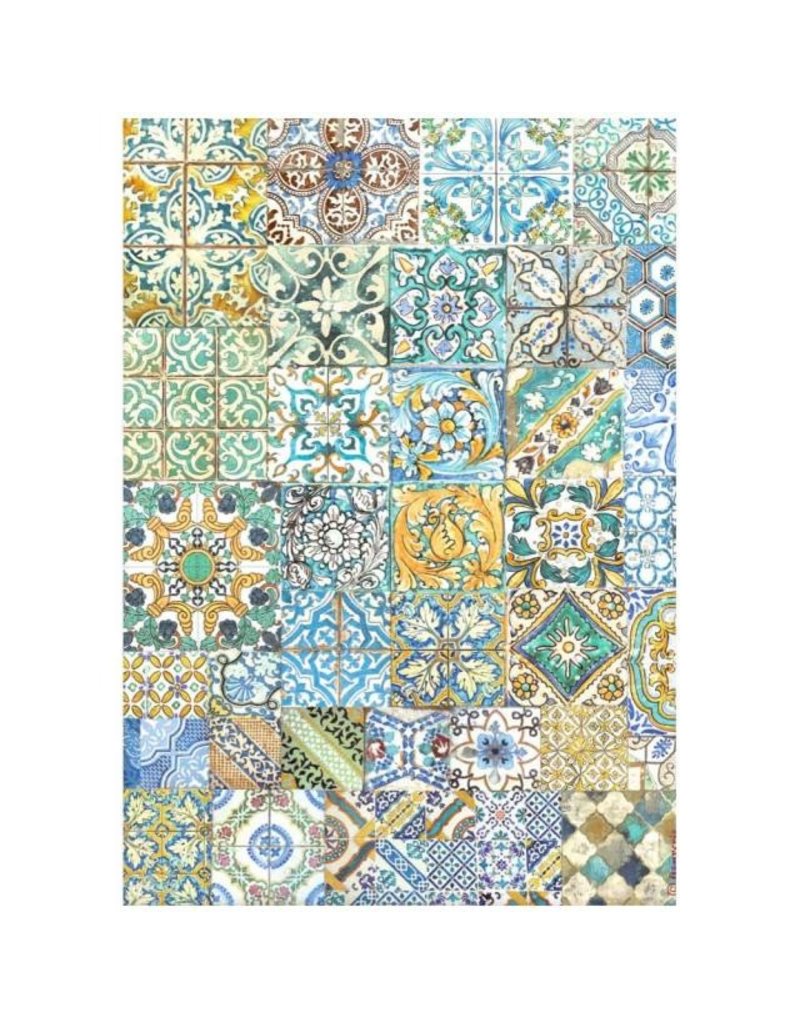 Stamperia A4 Rice paper packed - Blue Dream tiles