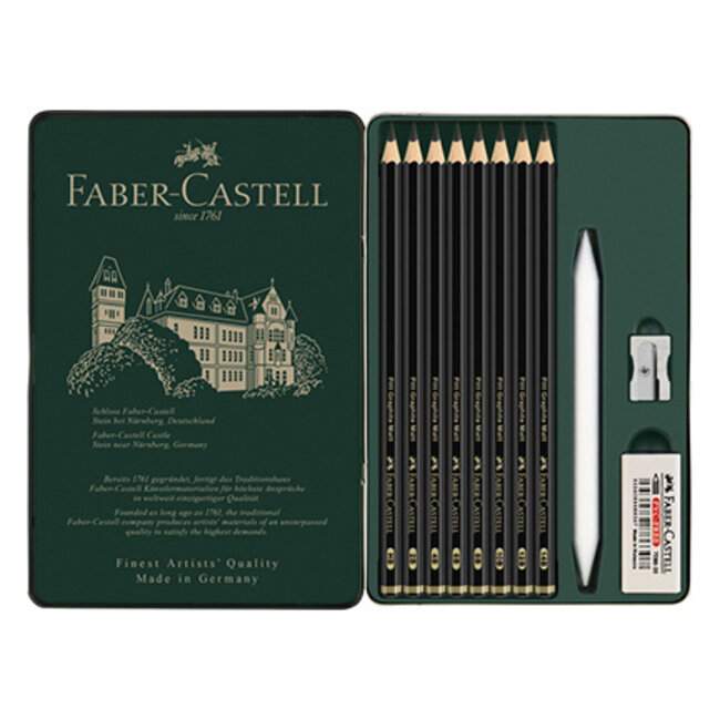 Faber Castell Graﬁetpotlood FC Pitt Mat Etui set 11st. Inhoud: 1x: HB, 2B, 4B, 6B, 8B, 10B, 12B,14B,