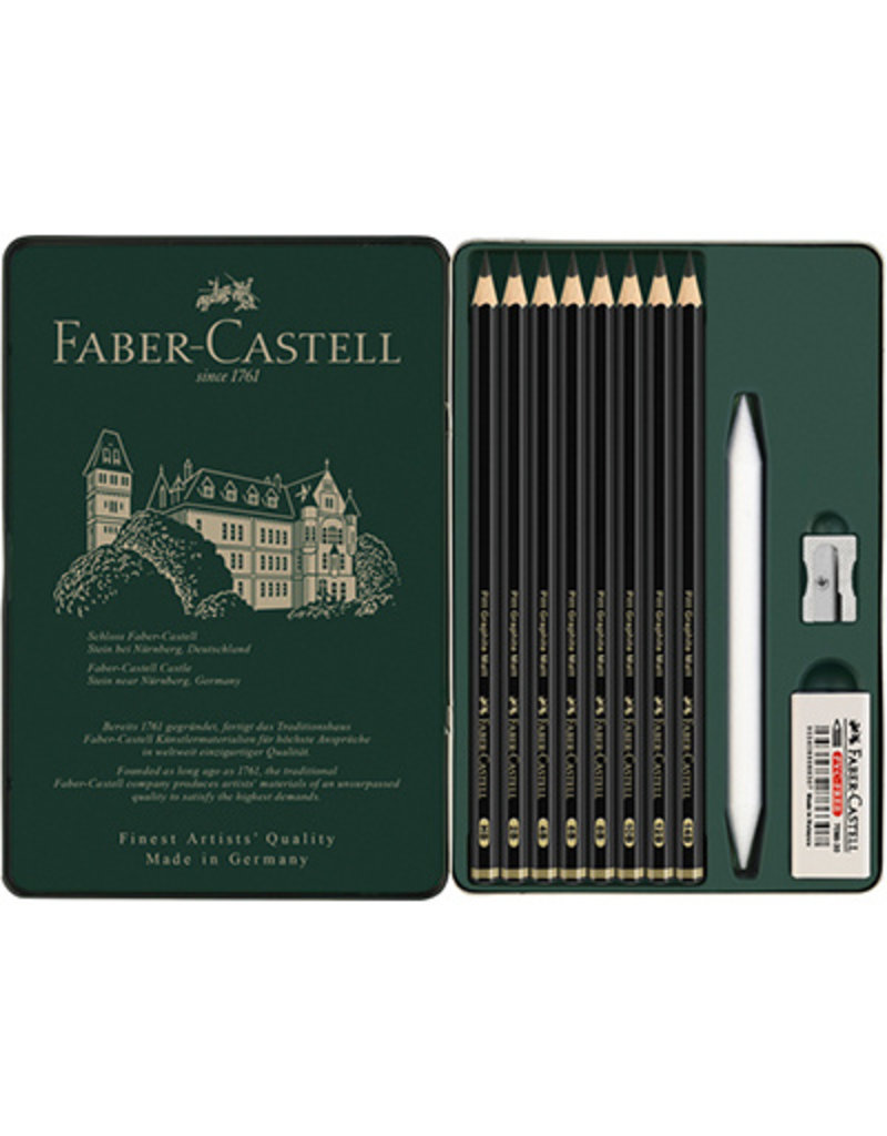 faber Castell Graﬁetpotlood FC Pitt Mat Etui set 11st. Inhoud: 1x: HB, 2B, 4B, 6B, 8B, 10B, 12B,14B,