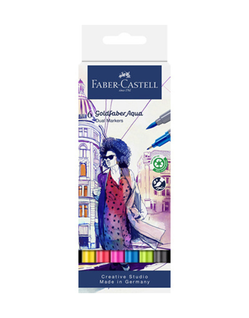 faber Castell Duo aquarelmarker FC Goldfaber etui 6st. kleur nrs: 107, 122, 128, 449,