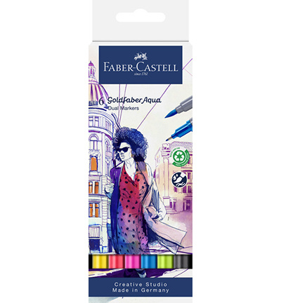 Faber Castell Duo aquarelmarker FC Goldfaber etui 6st. kleur nrs: 107, 122, 128, 449,