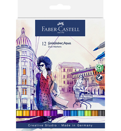 Faber Castell Duo aquarelmarker FC Goldfaber etui 12st. kleur nrs: 284, 283,107, 109