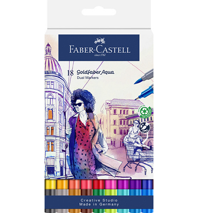 Faber Castell Duo aquarelmarker FC Goldfaber etui 18st. kleur nrs: 284, 283,107, 109