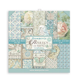 Stamperia Scrapbooking Small Pad 10 sheets cm 20,3X20,3 (8"X8") - Azulejos de sueno