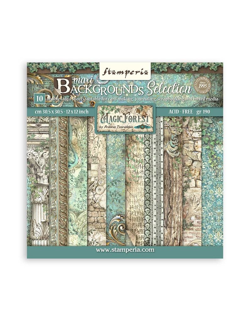 Stamperia Scrapbooking Pad 10 sheets cm 30,5x30,5 (12"x12") Maxi Background selection - Magic Forest