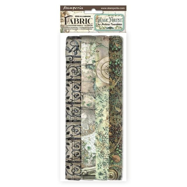 Stamperia Pack 4 sheets fabric cm 30x30 - Magic Forest