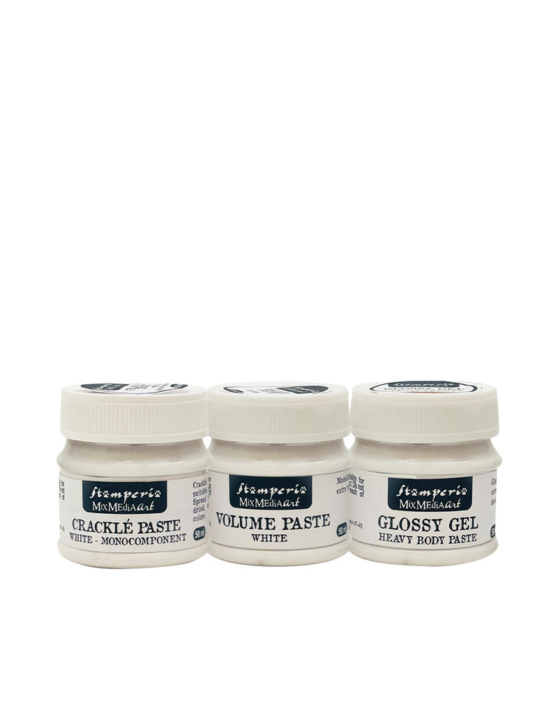 Stamperia Selection mixed media paste : Volume paste, glossy, crackle 50ml