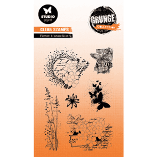 Studio Light SL Clear Stamp Flowers and butterfly Grunge collection nr.397