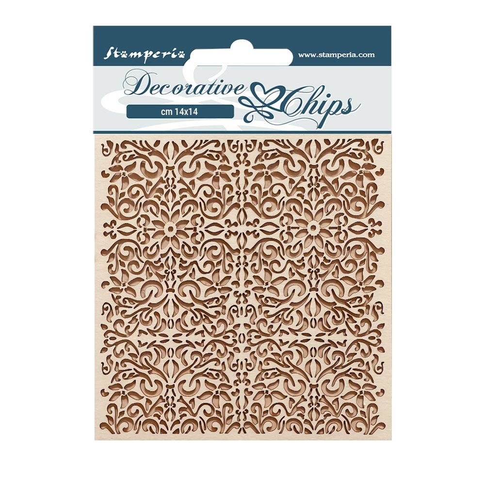 Stamperia Decorative chips cm 14x14 - Vintage Library pattern