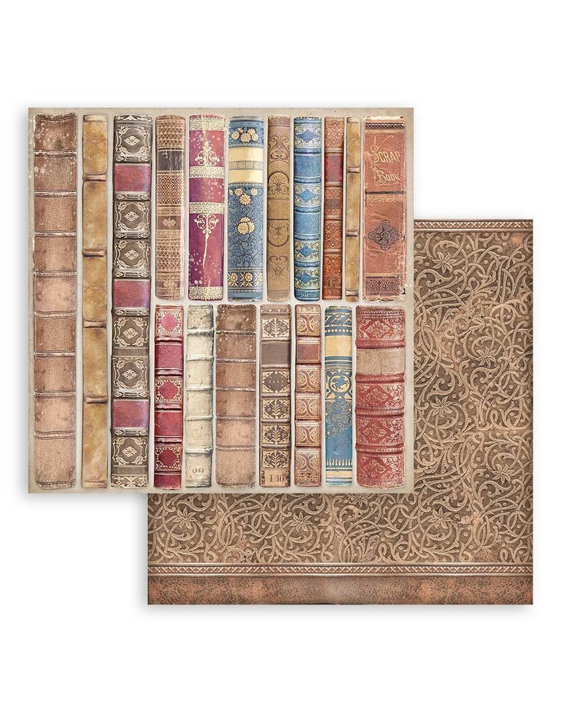 Stamperia Scrapbooking Small Pad 10 sheets cm 20,3X20,3 (8"X8") Backgrounds Selection Vintage Library