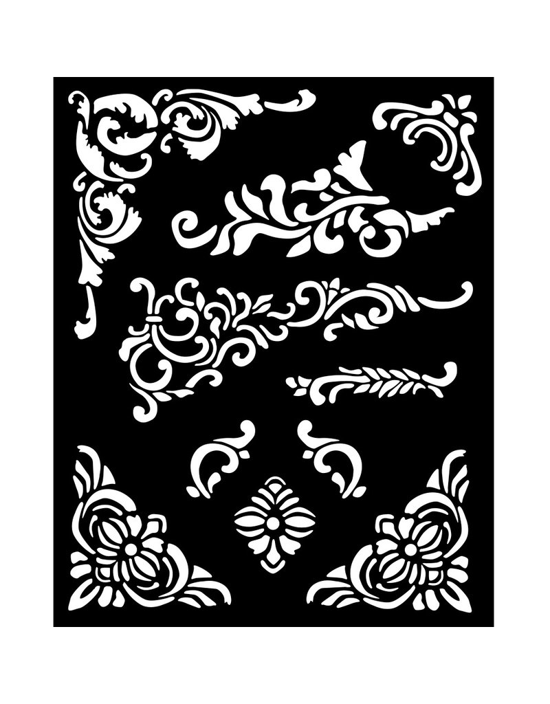 Stamperia Thick stencil cm 20X25 - Vintage Library corners and embellishment