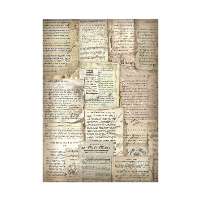 Stamperia Selection 8 Rice paper A6 backgrounds - Vintage Library