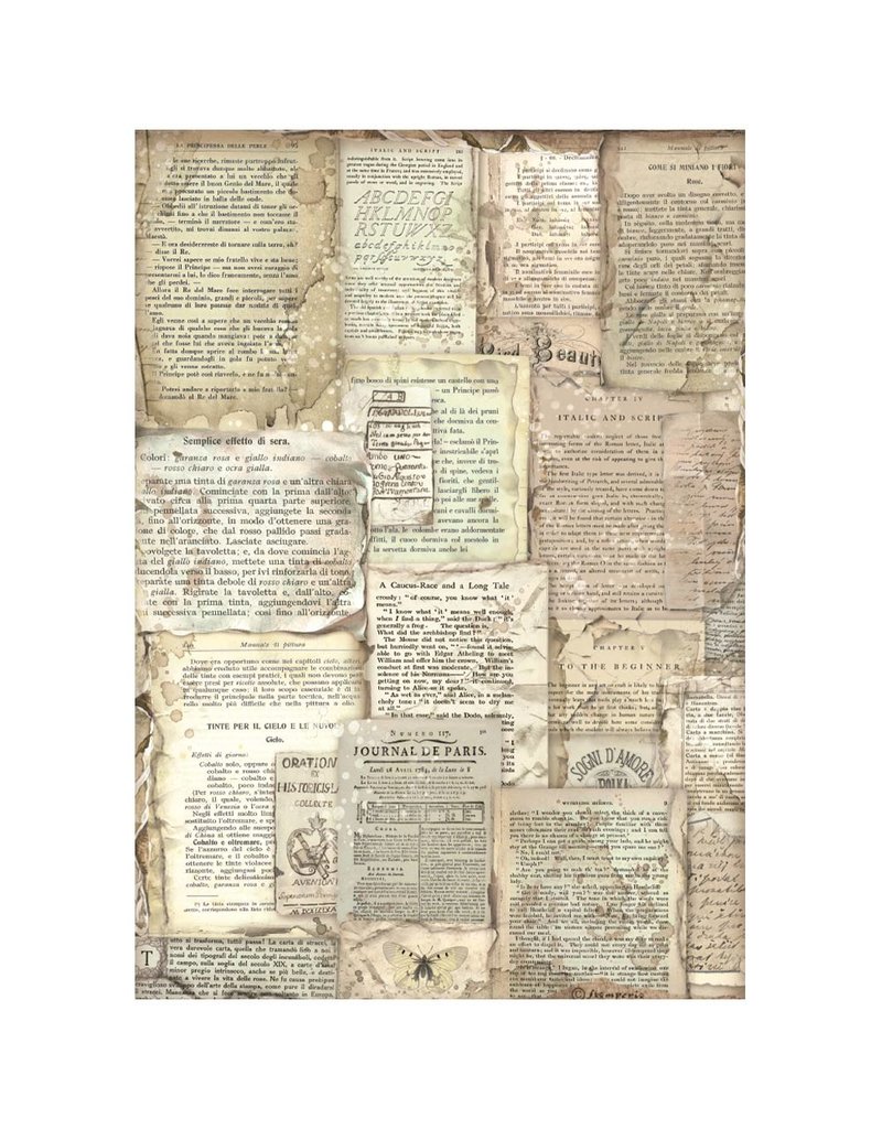 Stamperia Selection 6 Rice paper A4 - Vintage Library