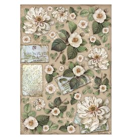 Stamperia A4 Rice paper packed - Vintage Library flowers and letters
