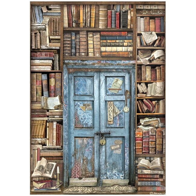 Stamperia A4 Rice paper packed - Vintage Library door