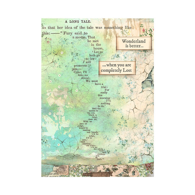Stamperia Selection 8 Rice paper A6 backgrounds - Alice Forever