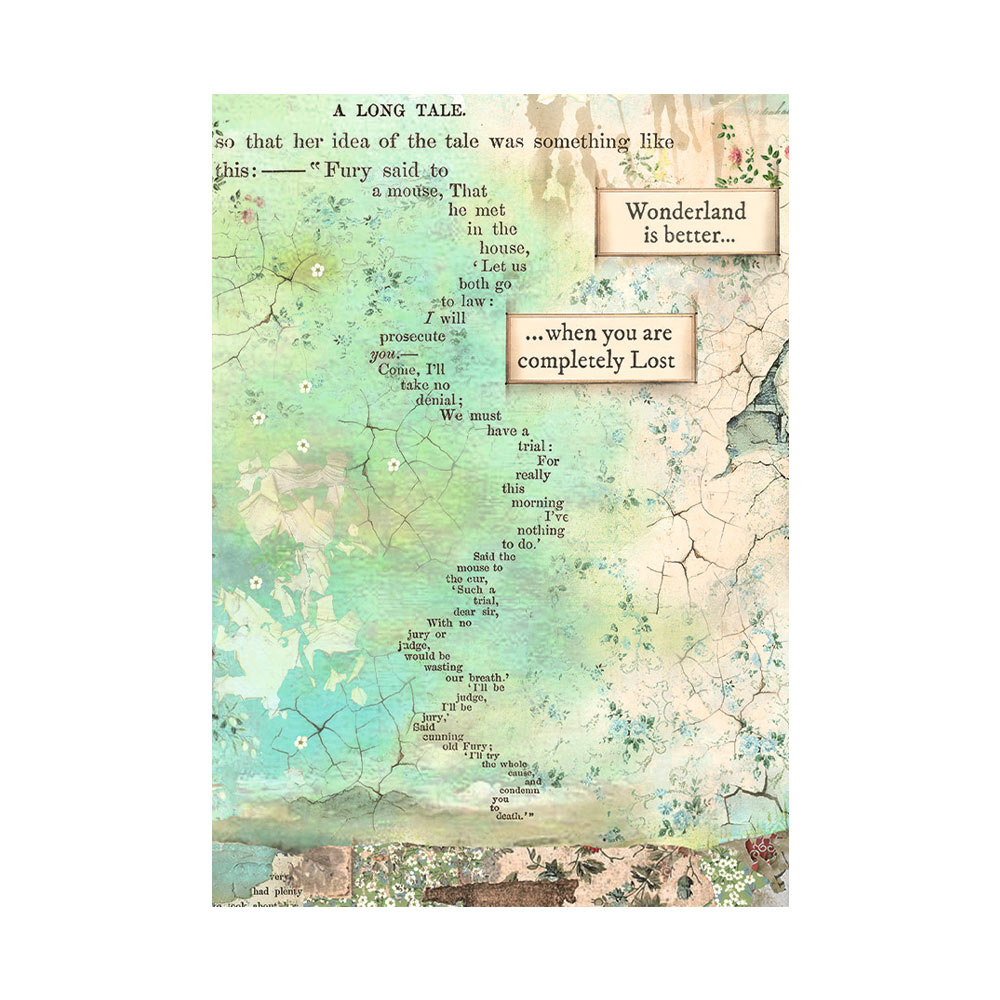 Stamperia Selection 8 Rice paper A6 backgrounds - Alice Forever